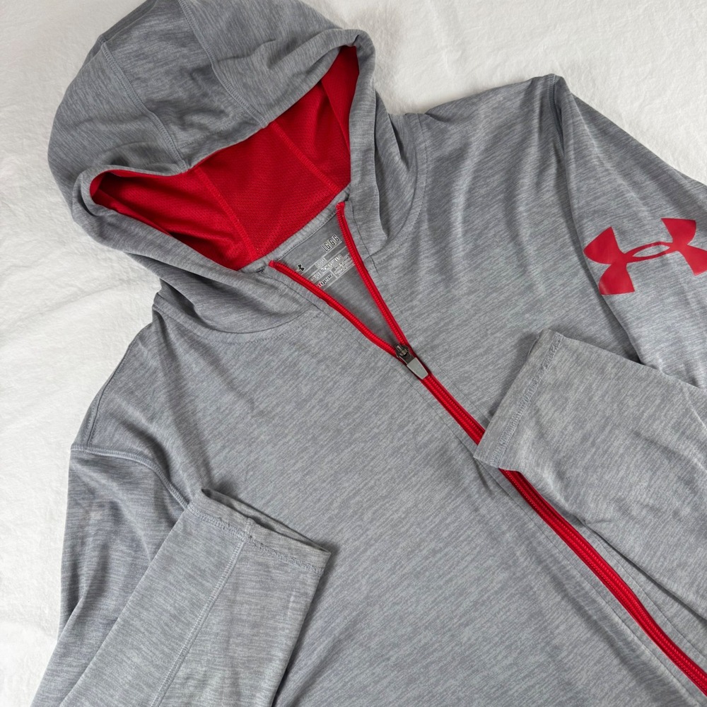 Under Armour Men's Large Gray HeatGear Loose Fit Lightweight Full Zip Hoodie